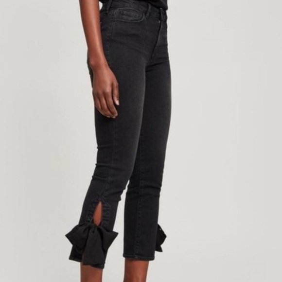 Paige Jacqueline Black Cropped Bow Tie Ankle Jeans Size 29 - Picture 1 of 8